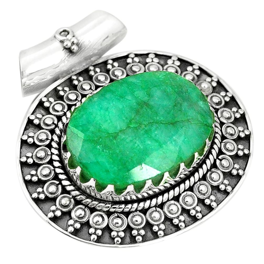 Natural green emerald 925 sterling silver pendant jewelry m40122