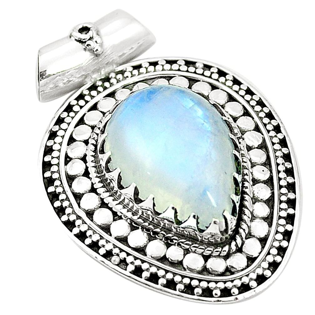 925 sterling silver natural rainbow moonstone pear pendant jewelry m40150