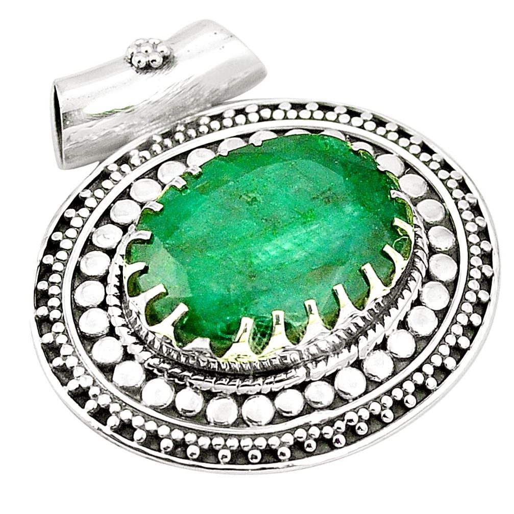 Natural green emerald 925 sterling silver pendant jewelry m40160