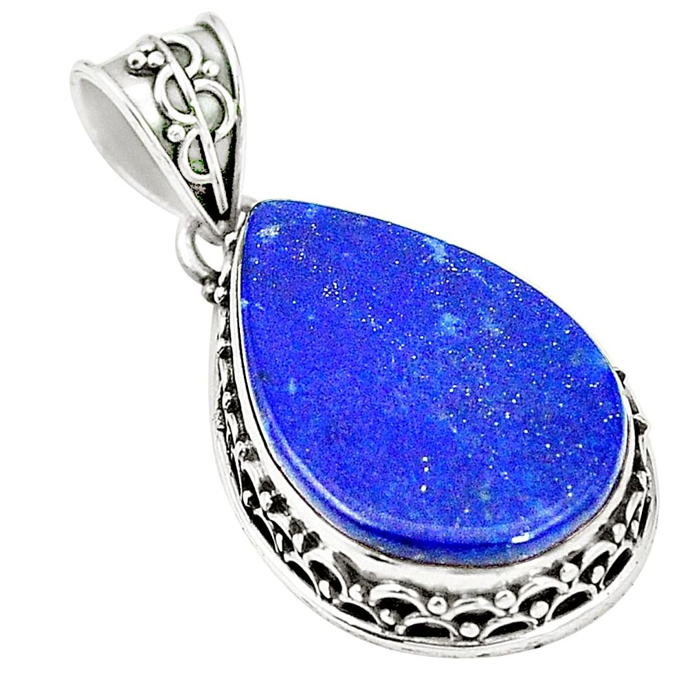 Natural blue lapis lazuli pear 925 sterling silver pendant jewelry m40197