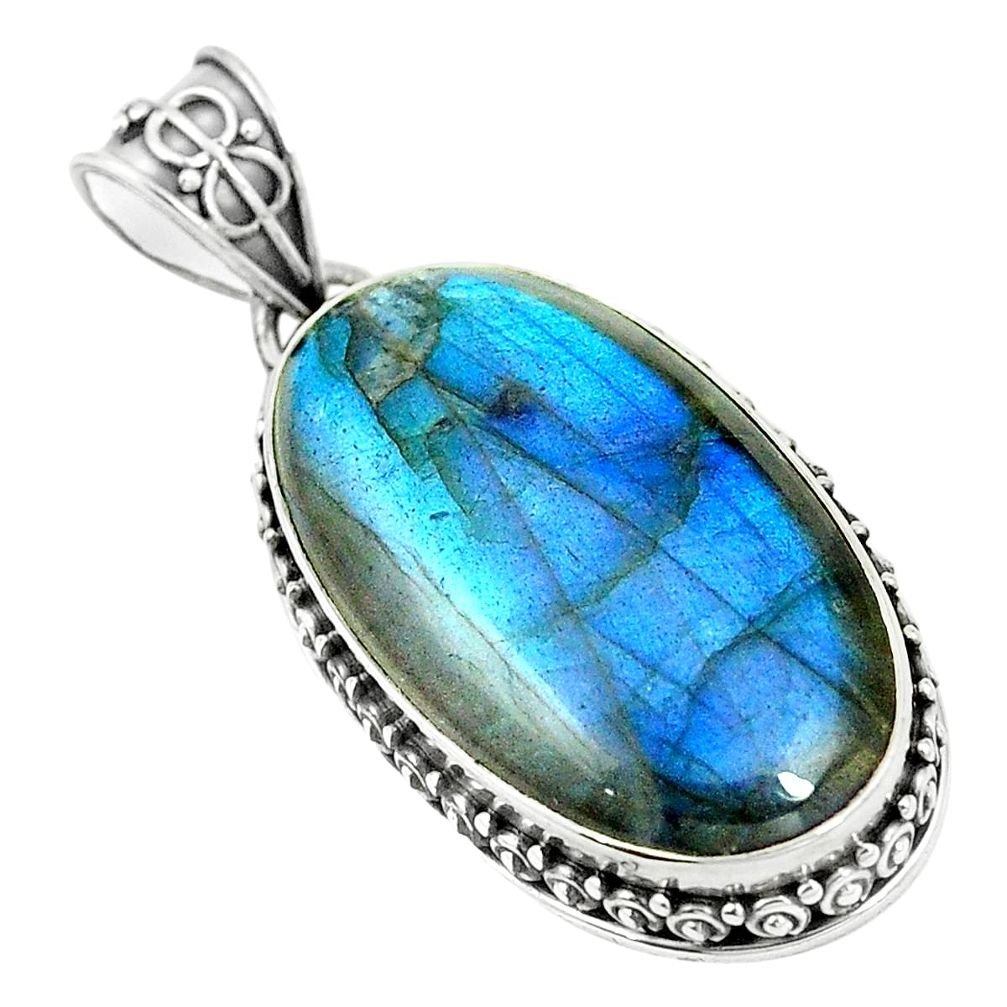 Natural blue labradorite 925 sterling silver pendant jewelry m40202