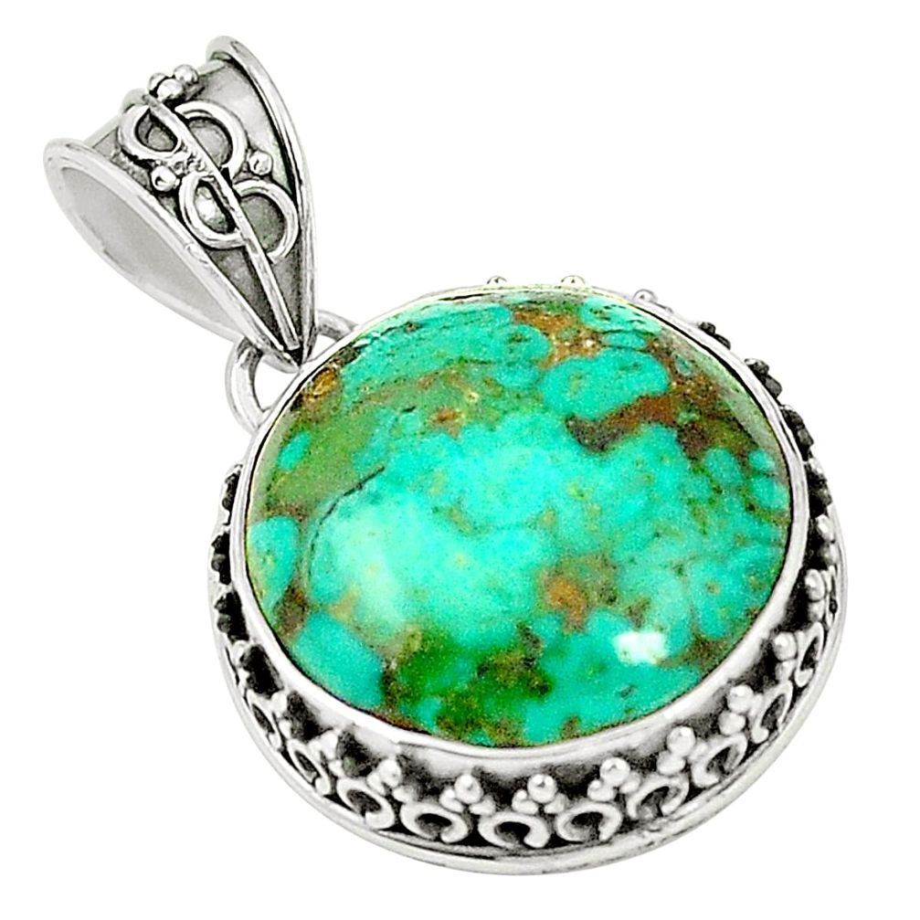 925 sterling silver natural green turquoise tibetan pendant jewelry m40240