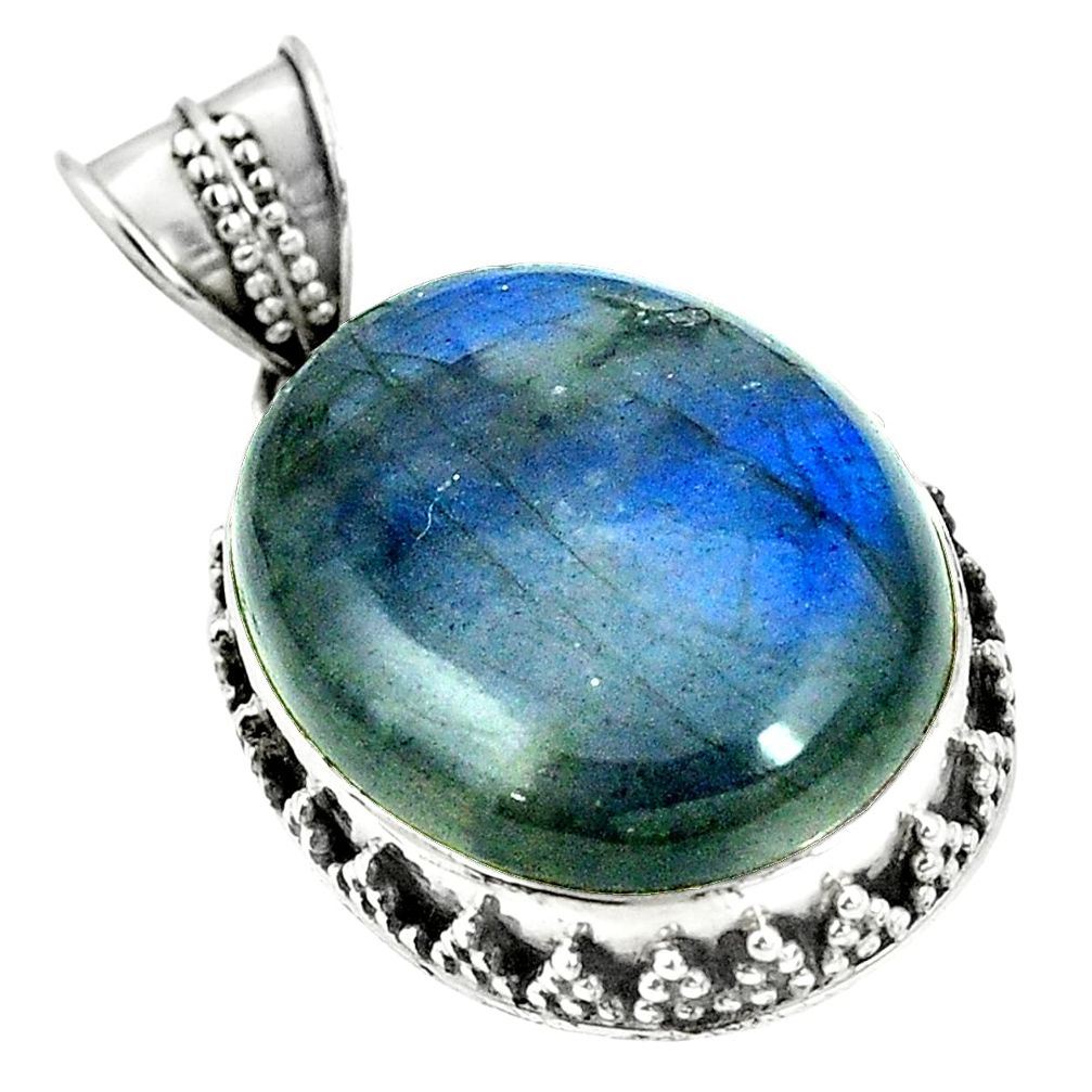 Natural blue labradorite 925 sterling silver pendant jewelry m40243