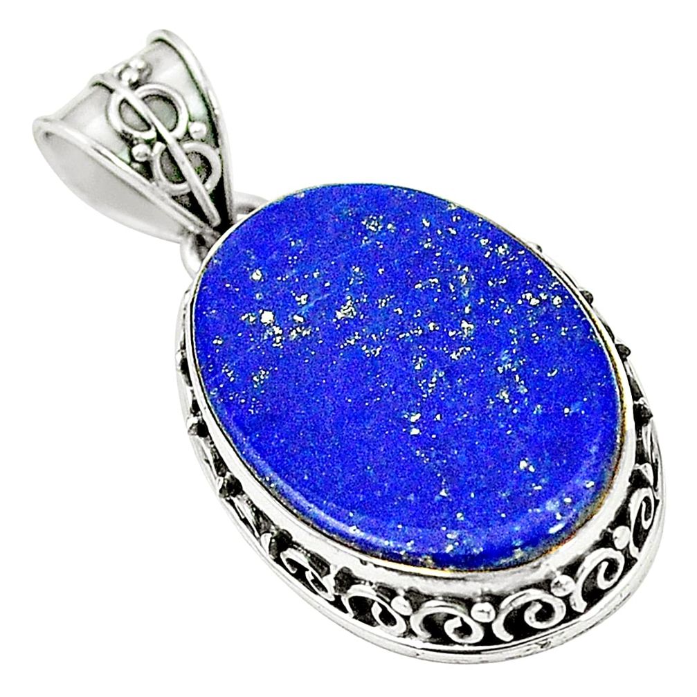 Natural blue lapis lazuli 925 sterling silver pendant jewelry m40265