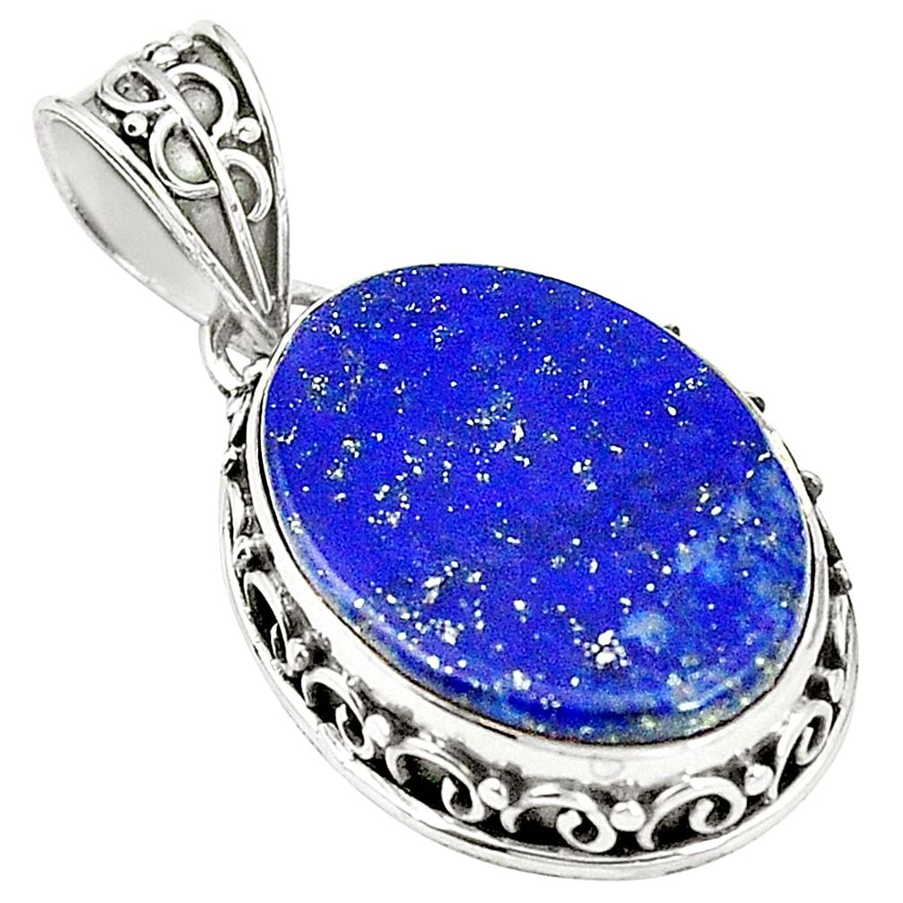 Natural blue lapis lazuli 925 sterling silver pendant jewelry m40276
