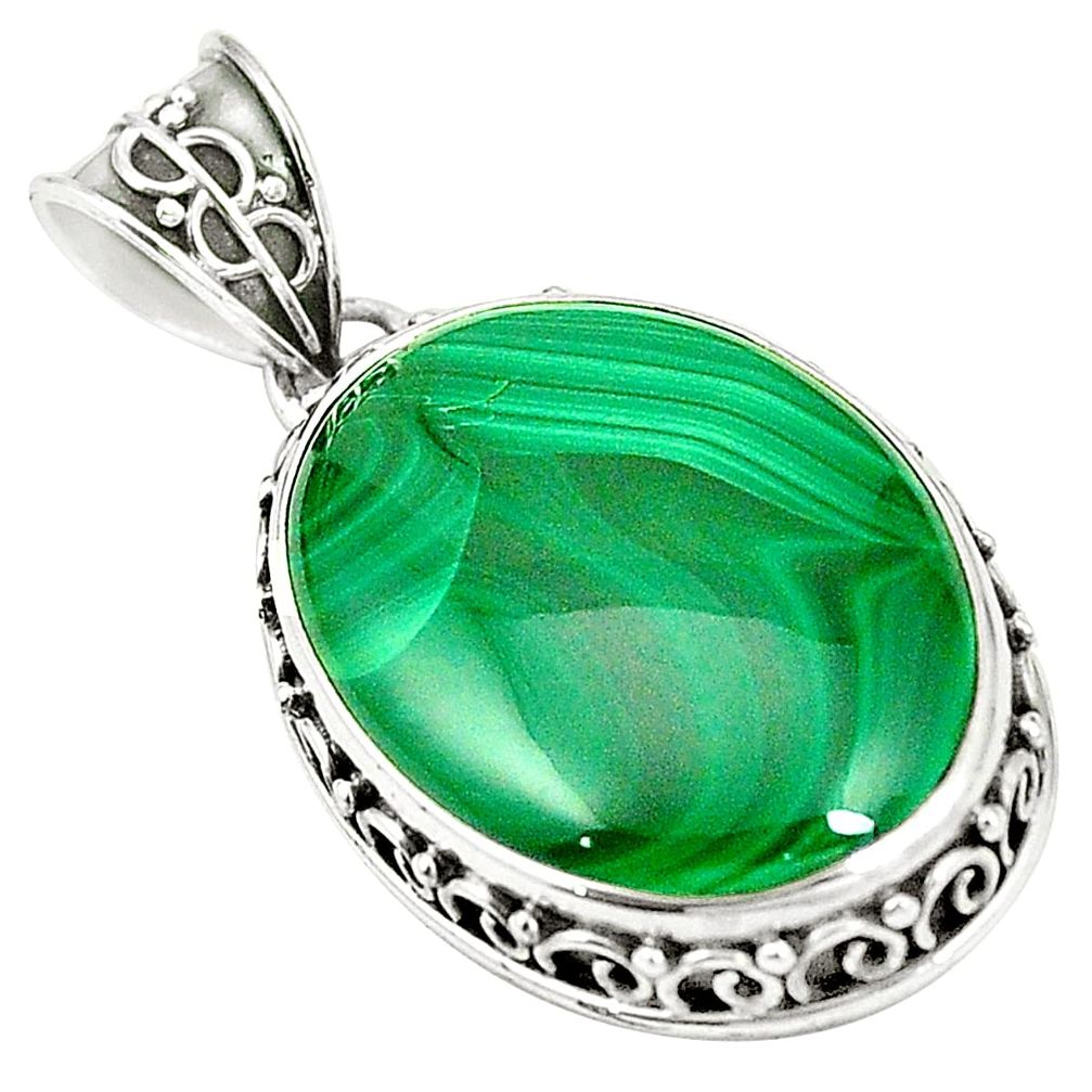 925 silver natural green malachite (pilot's stone) pendant jewelry m40280