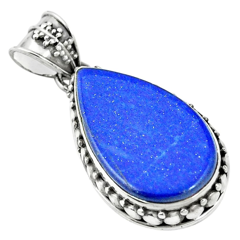 Natural blue lapis lazuli 925 sterling silver pendant jewelry m40283