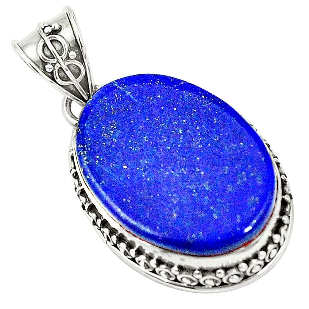 Natural blue lapis lazuli 925 sterling silver pendant jewelry m40305