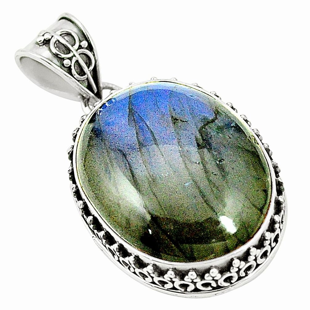 Natural blue labradorite 925 sterling silver pendant jewelry m40319