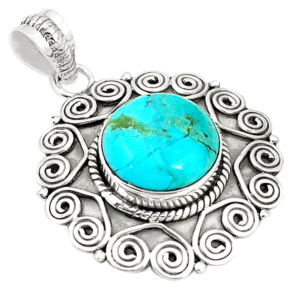 Blue arizona mohave turquoise 925 sterling silver pendant jewelry m40504