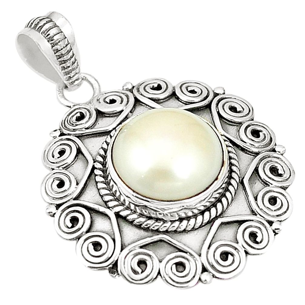 Natural white pearl 925 sterling silver pendant jewelry m40514