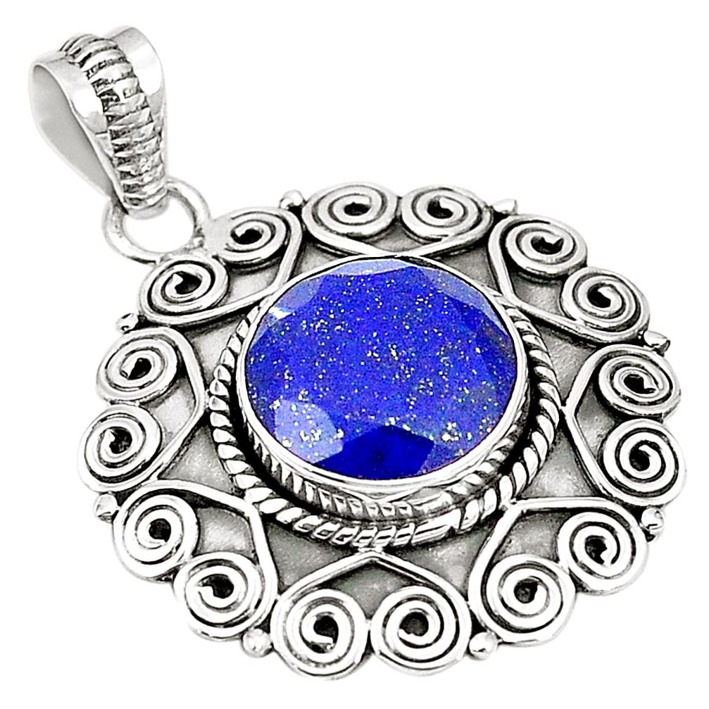 Natural blue lapis lazuli 925 sterling silver pendant jewelry m40519