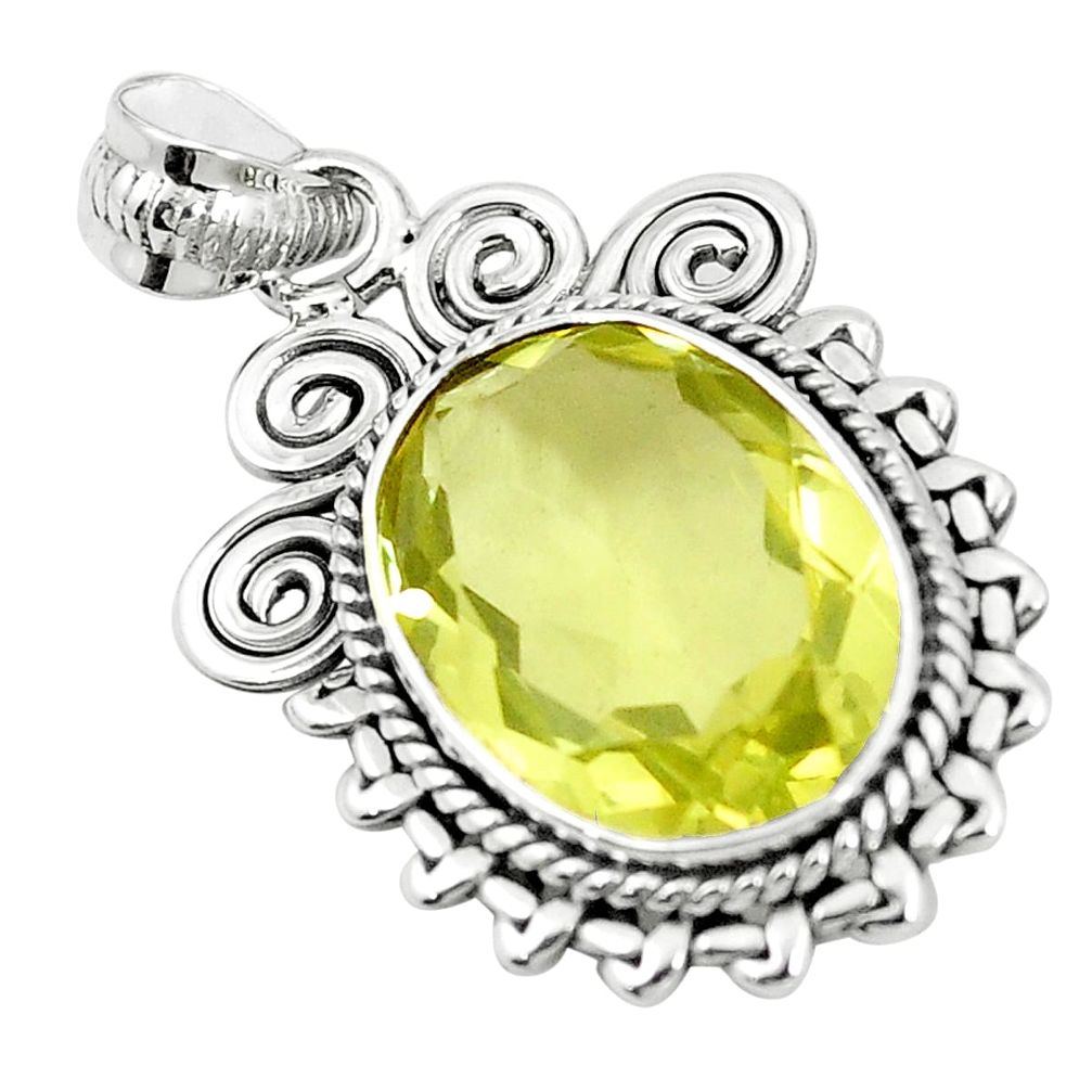 Natural lemon topaz oval shape 925 sterling silver pendant jewelry m40526