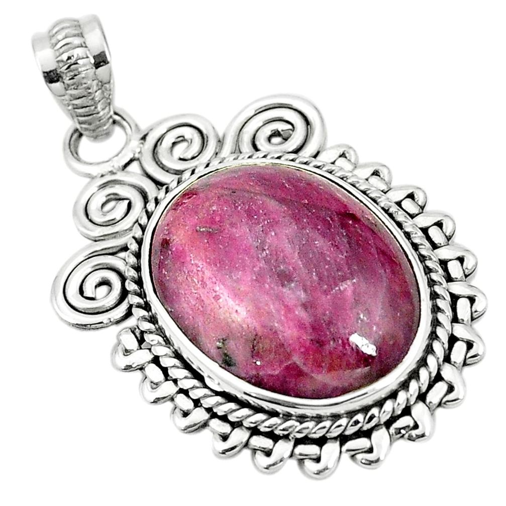 Natural pink ruby zoisite 925 sterling silver pendant jewelry m40532