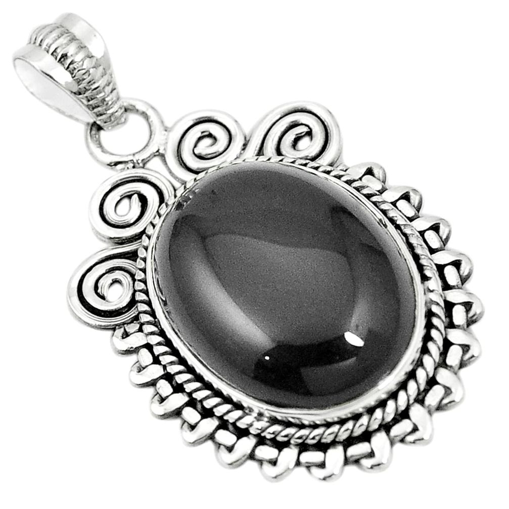 925 sterling silver natural black onyx oval pendant jewelry m40540