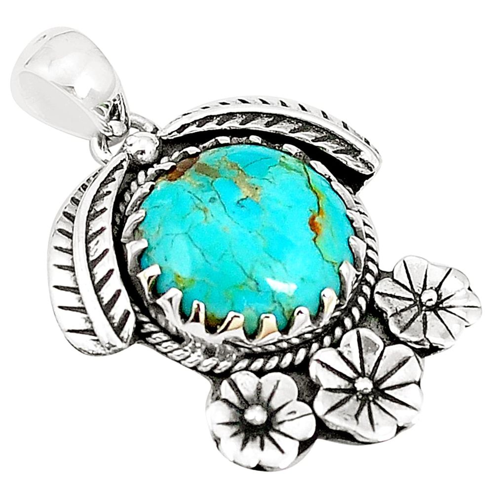 Blue arizona mohave turquoise 925 sterling silver pendant jewelry m41613