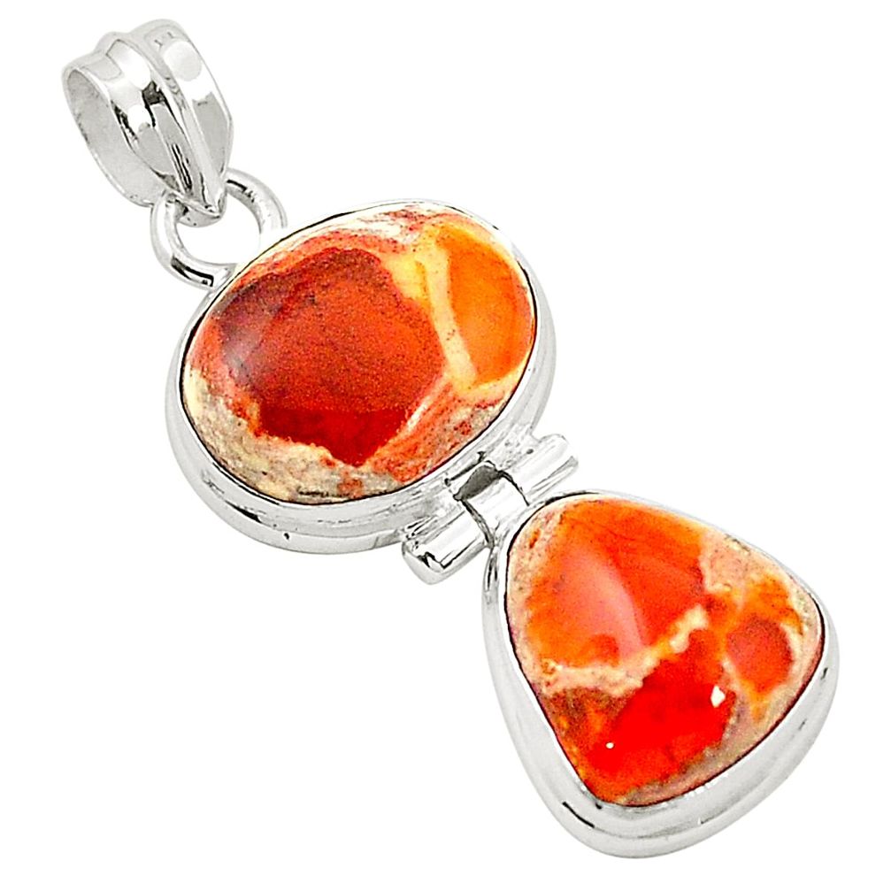 Natural multi color mexican fire opal 925 sterling silver pendant m45321