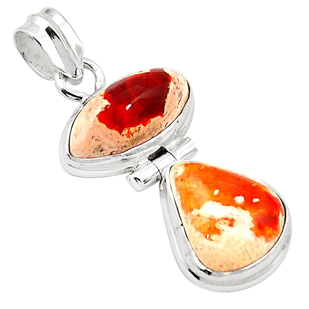 Natural multi color mexican fire opal 925 sterling silver pendant m45337