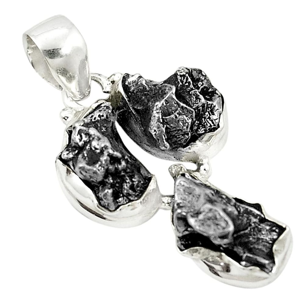 Natural campo del cielo (meteorite) 925 sterling silver pendant m45476
