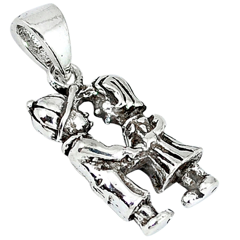 Couple holding hands 925 sterling silver love couple doll pendant p1356