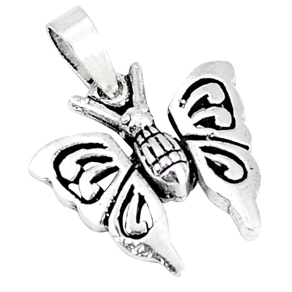 2.47gms indonesian bali style solid 925 sterling silver butterfly pendant p4233