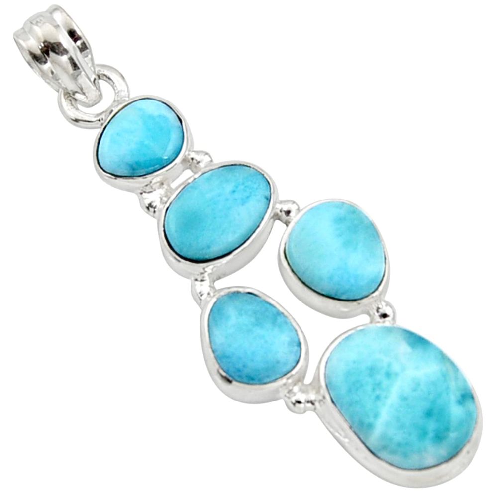 925 sterling silver 18.10cts natural blue larimar fancy pendant jewelry r10023