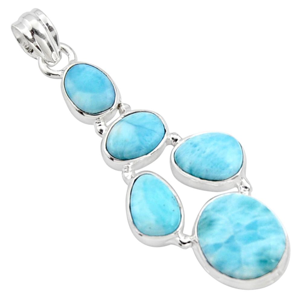 19.99cts natural blue larimar 925 sterling silver pendant jewelry r10025