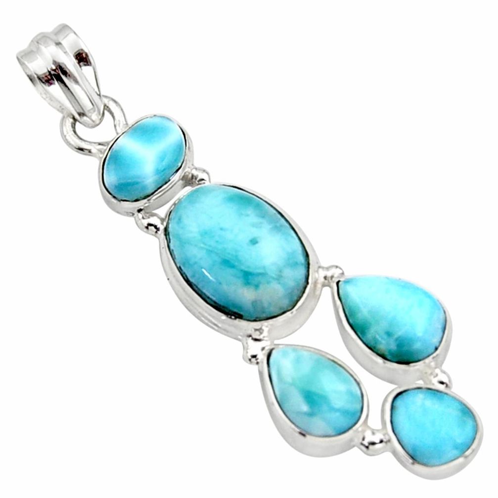 17.36cts natural blue larimar 925 sterling silver pendant jewelry r10027