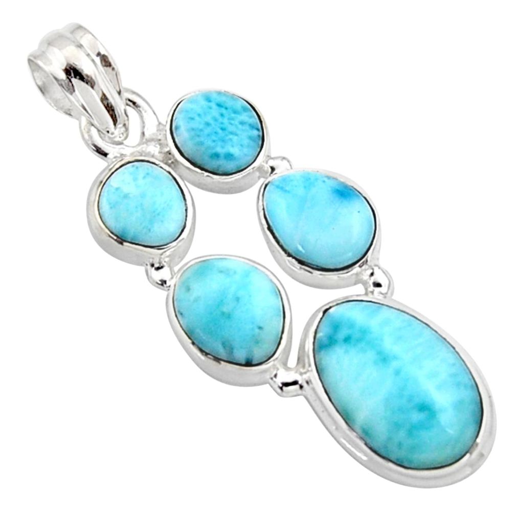 17.31cts natural blue larimar 925 sterling silver pendant jewelry r10038