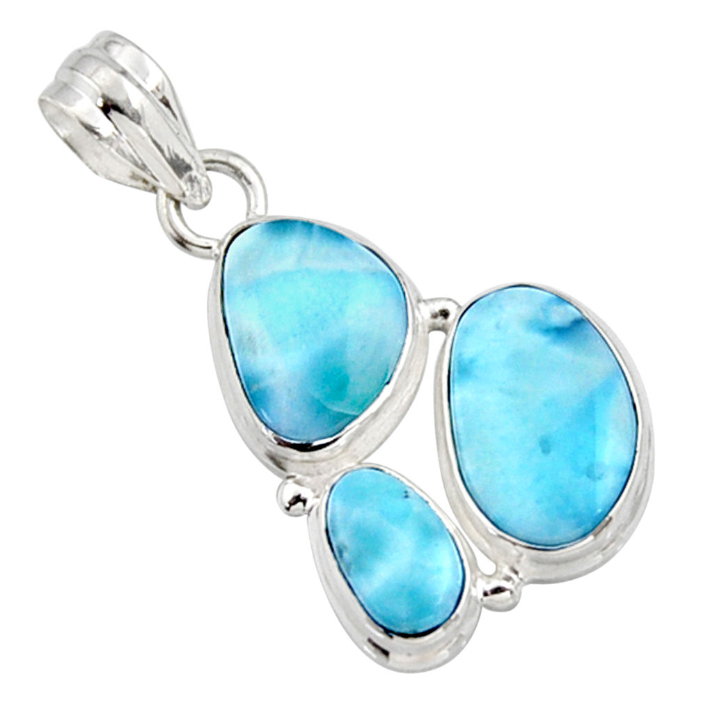 13.85cts natural blue larimar 925 sterling silver pendant jewelry r10041