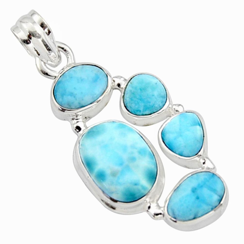 17.18cts natural blue larimar 925 sterling silver pendant jewelry r10043