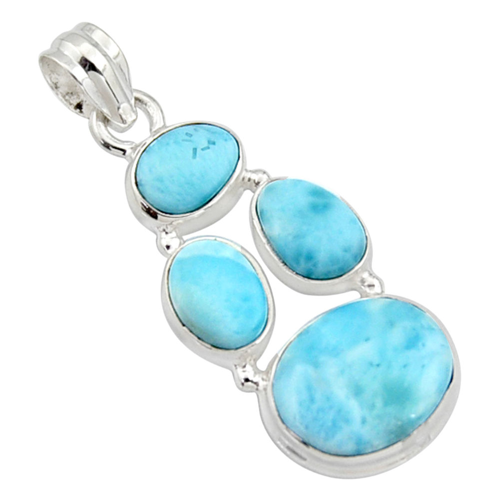 925 sterling silver 17.20cts natural blue larimar pendant jewelry r10044