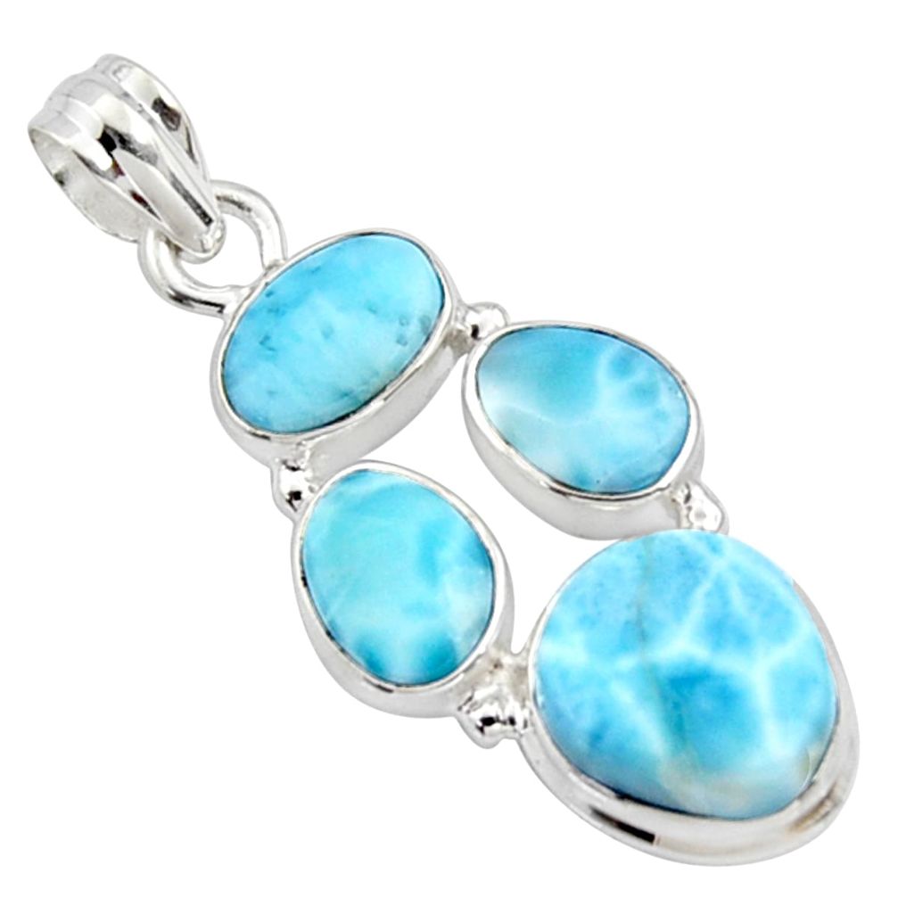 925 sterling silver 17.20cts natural blue larimar fancy pendant jewelry r10054
