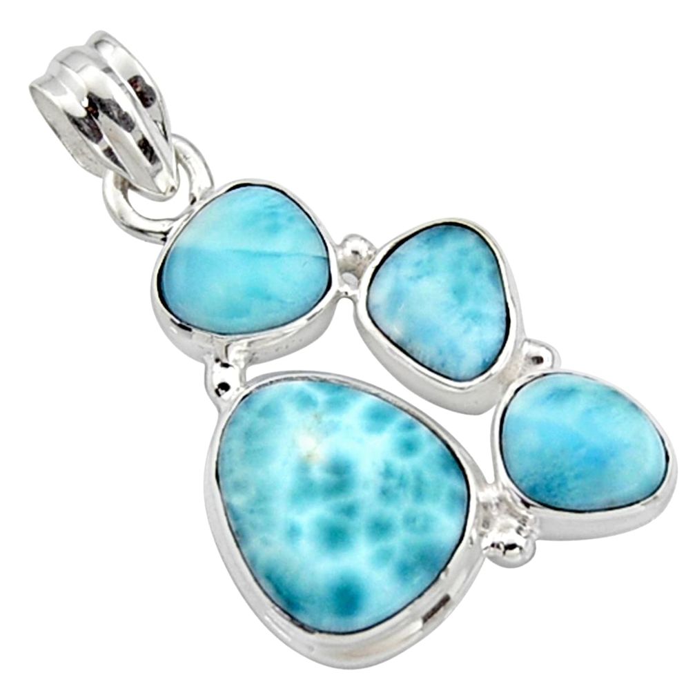 925 sterling silver 15.53cts natural blue larimar pendant jewelry r10058