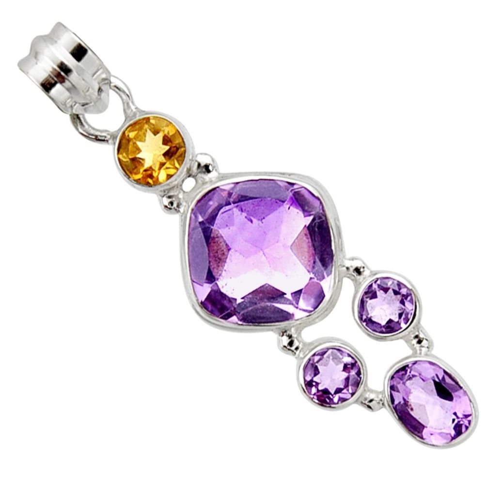 13.03cts natural pink amethyst citrine 925 sterling silver pendant r10072