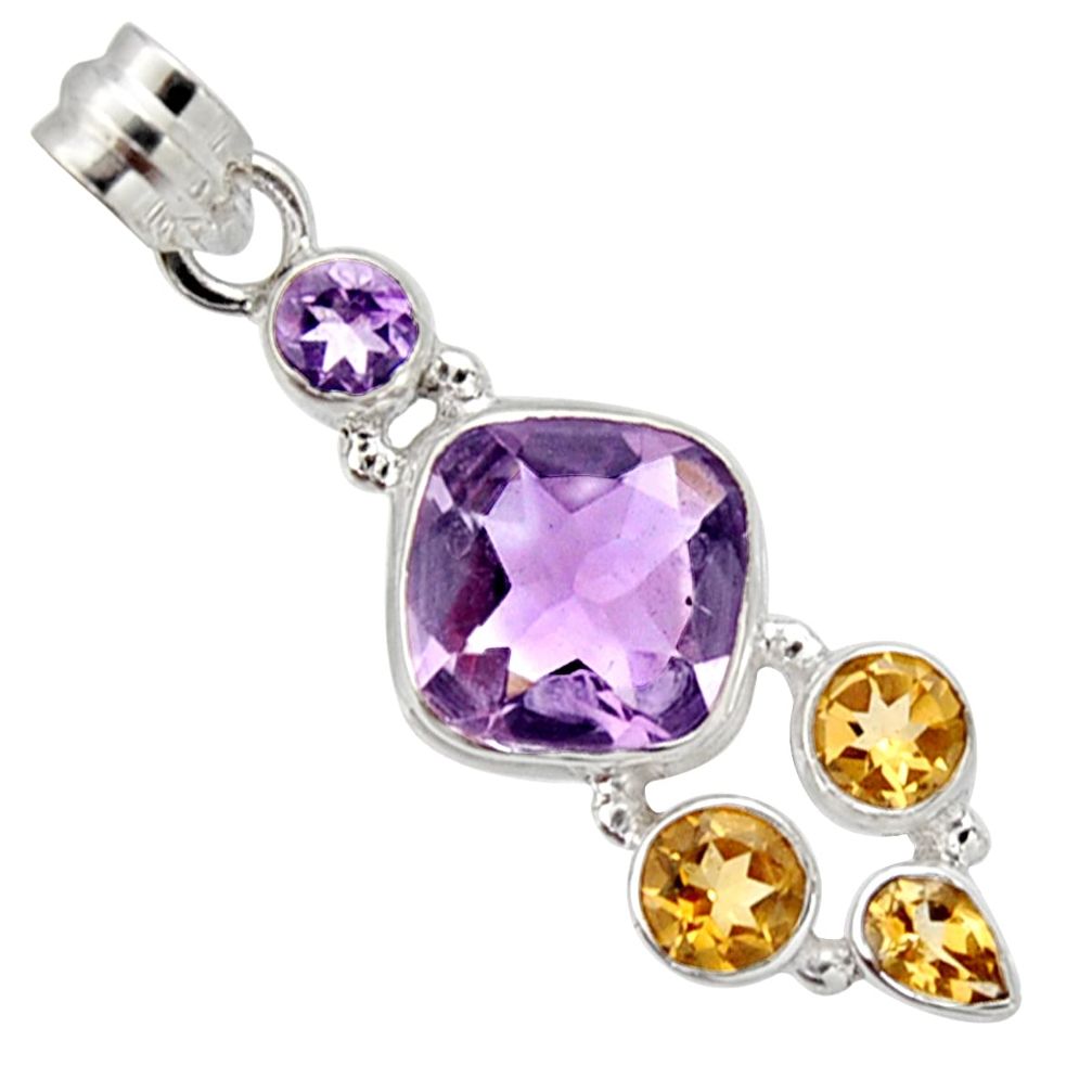 12.04cts natural pink amethyst citrine 925 sterling silver pendant r10076