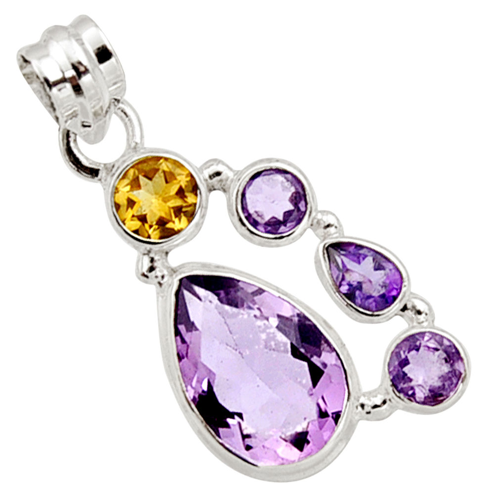 11.02cts natural pink amethyst citrine 925 sterling silver pendant r10082