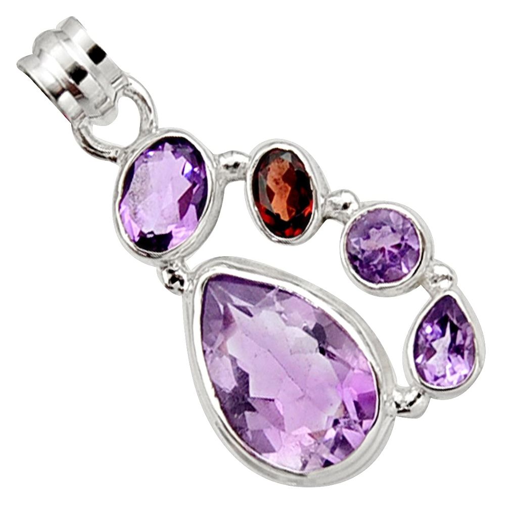 925 sterling silver 12.04cts natural pink amethyst garnet pendant jewelry r10098