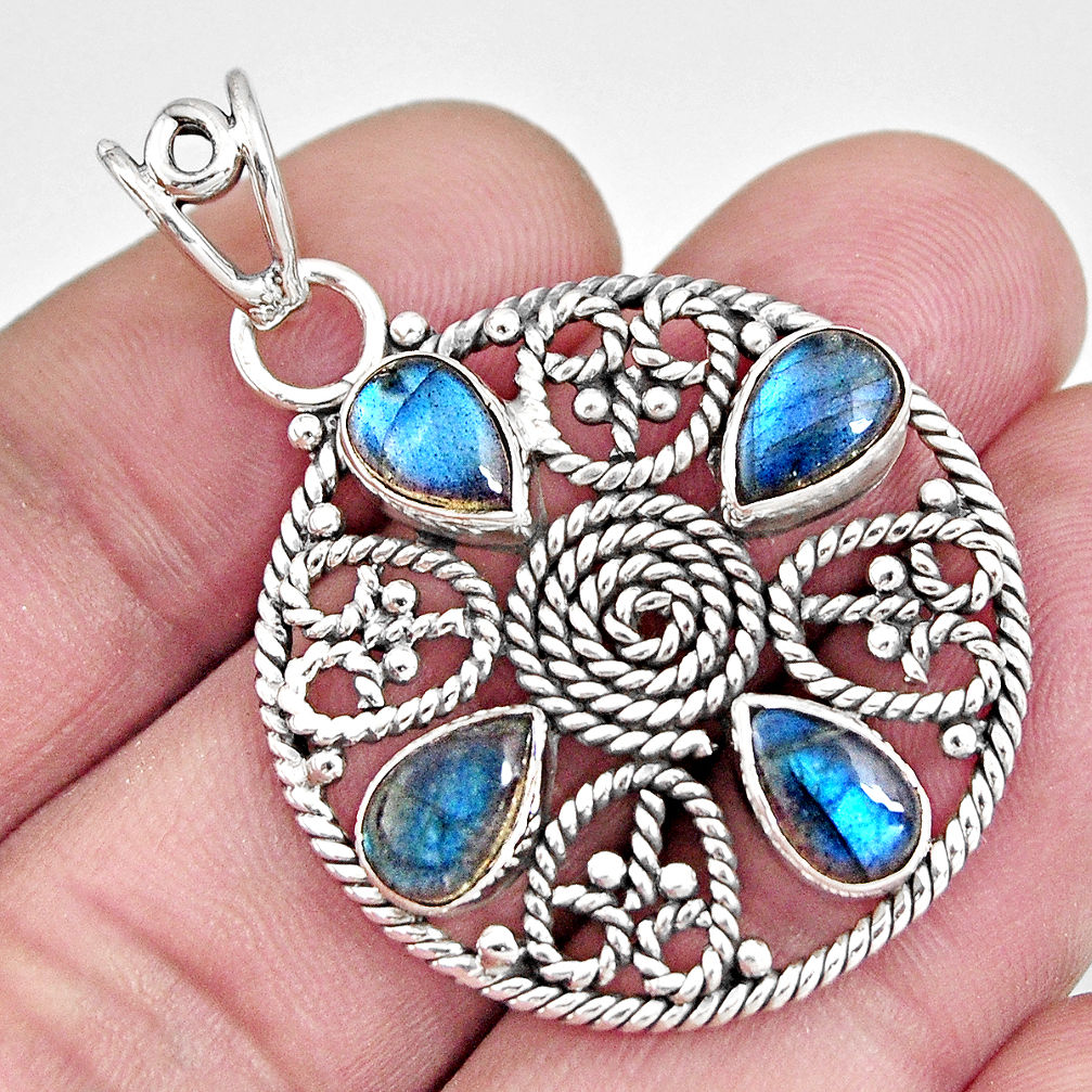 7.02cts natural blue labradorite 925 sterling silver pendant jewelry r10629