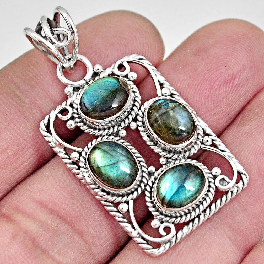 925 sterling silver 8.27cts natural blue labradorite oval pendant jewelry r10636