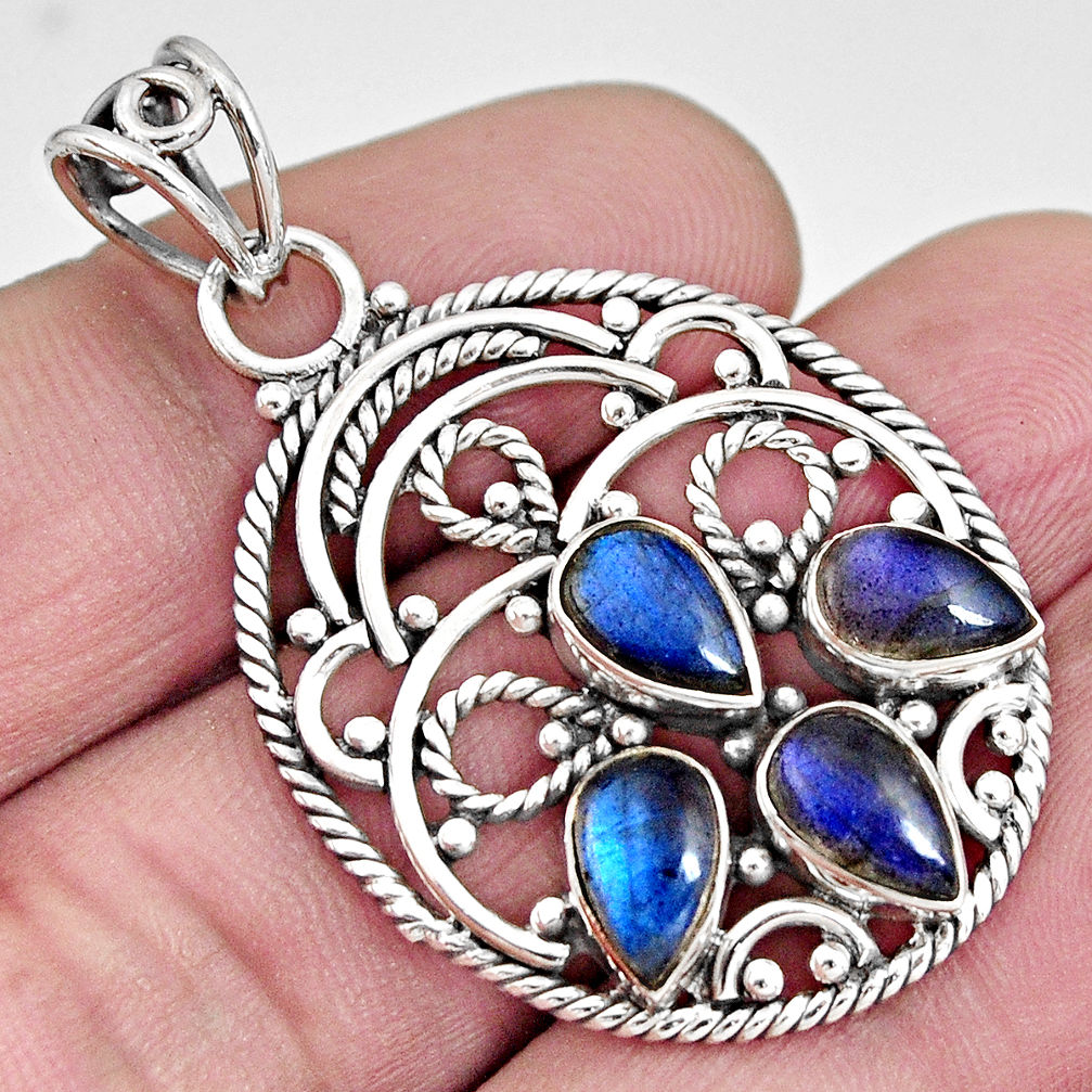 6.90cts natural blue labradorite 925 sterling silver pendant jewelry r10640