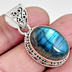 Clearance Sale- 14.50cts natural blue labradorite 925 sterling silver pendant jewelry r10652