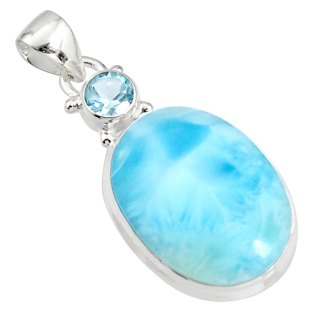 17.95cts natural blue larimar topaz 925 sterling silver pendant jewelry r11039