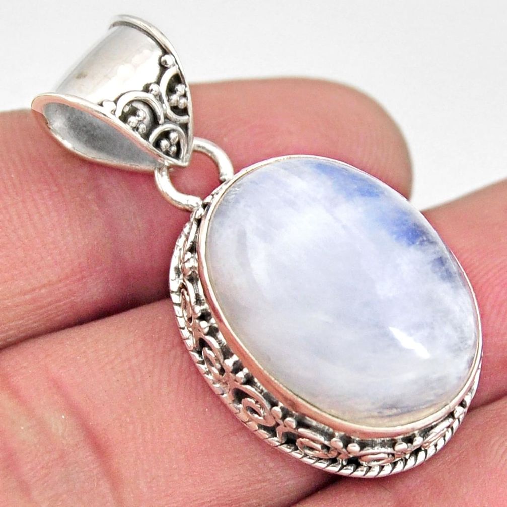 16.89cts natural rainbow moonstone 925 sterling silver pendant jewelry r11262