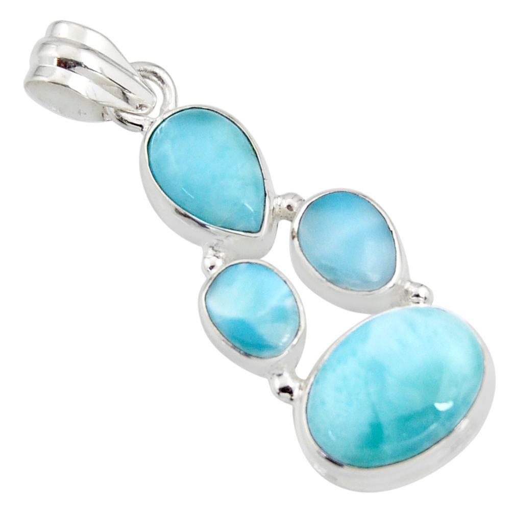 14.12cts natural blue larimar 925 sterling silver pendant jewelry r11285