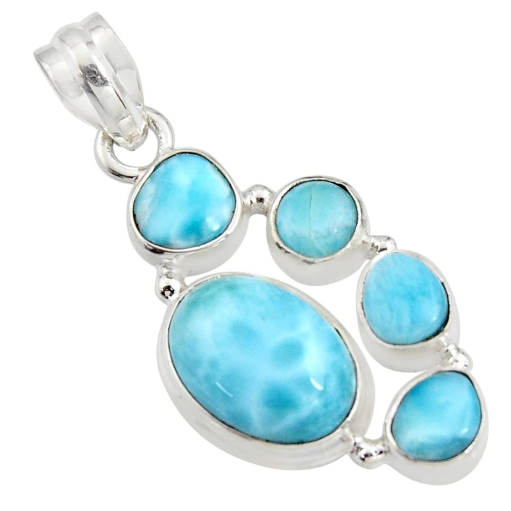 11.25cts natural blue larimar 925 sterling silver pendant jewelry r11286