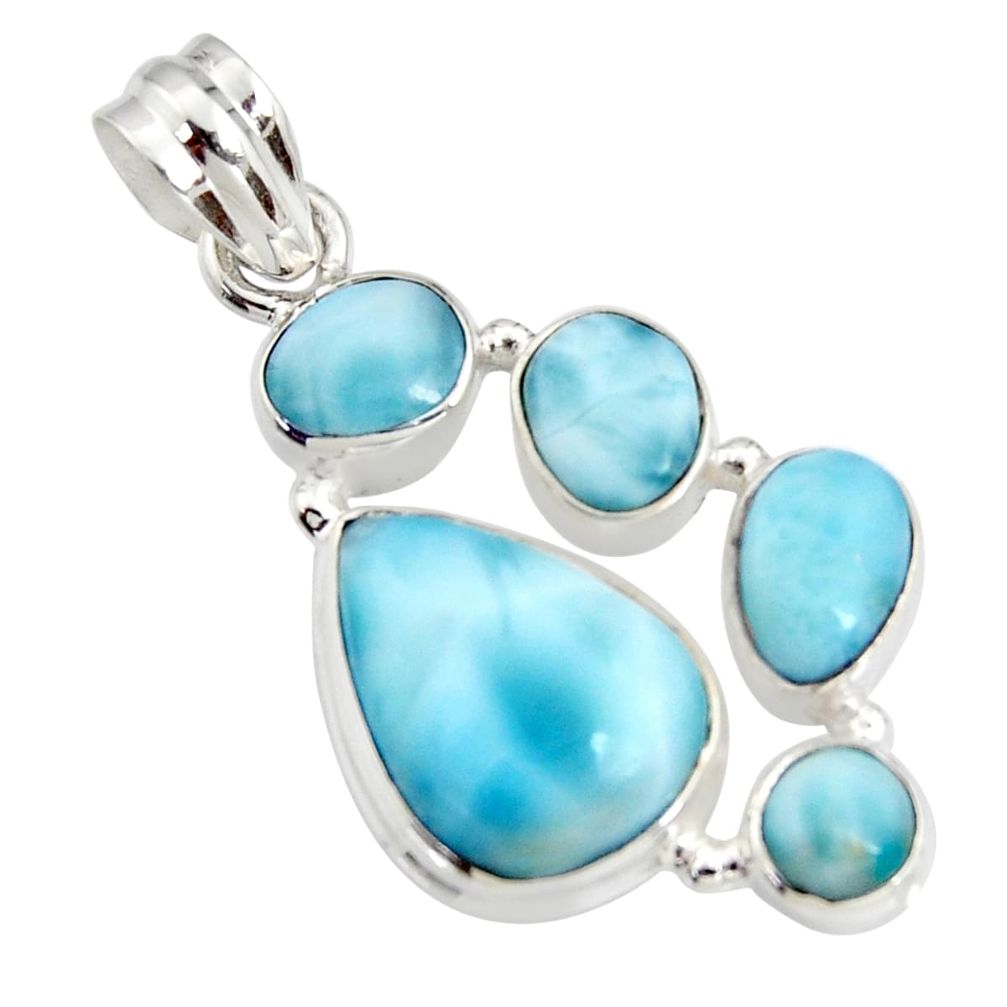 15.31cts natural blue larimar 925 sterling silver pendant jewelry r11289