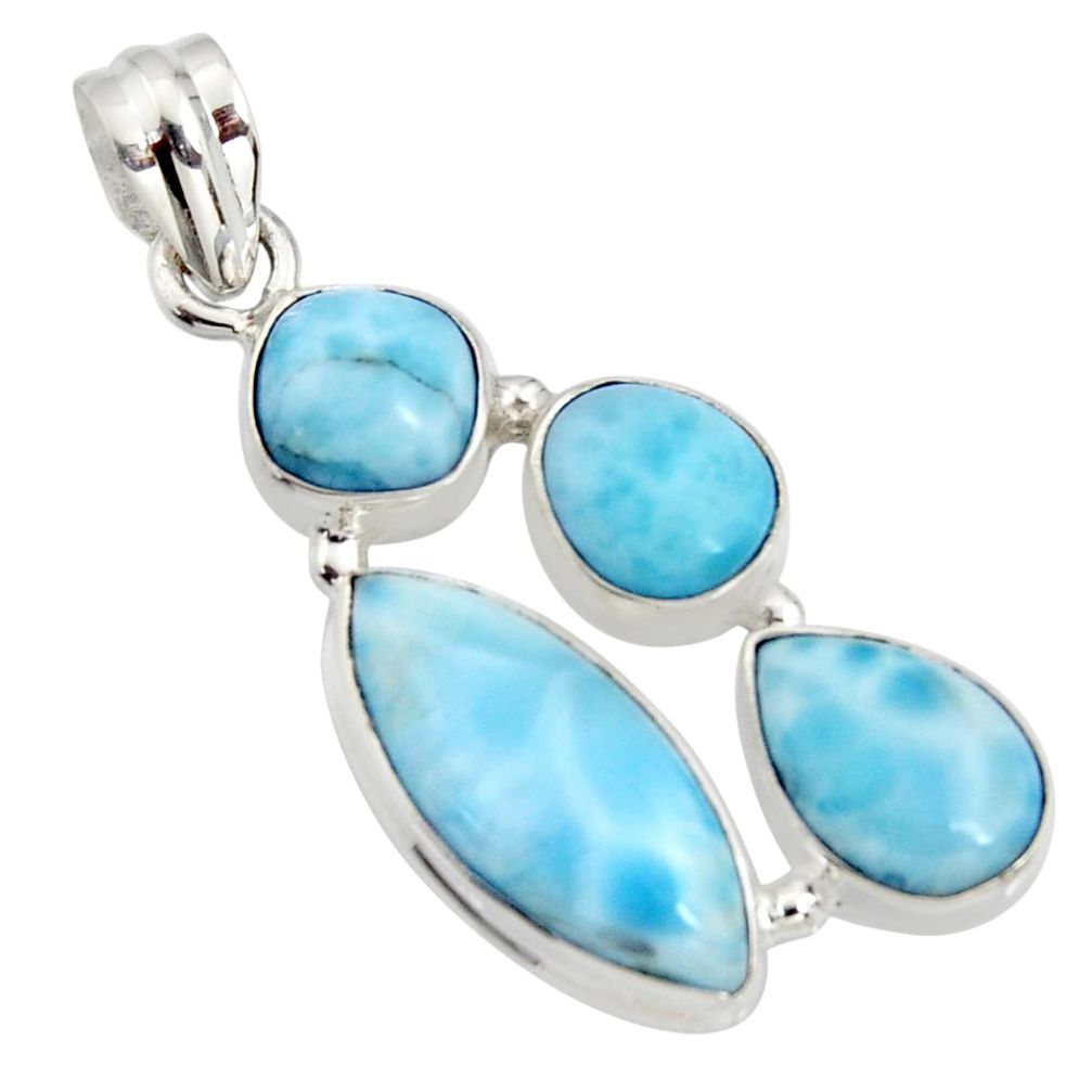 925 sterling silver 17.31cts natural blue larimar pendant jewelry r11292