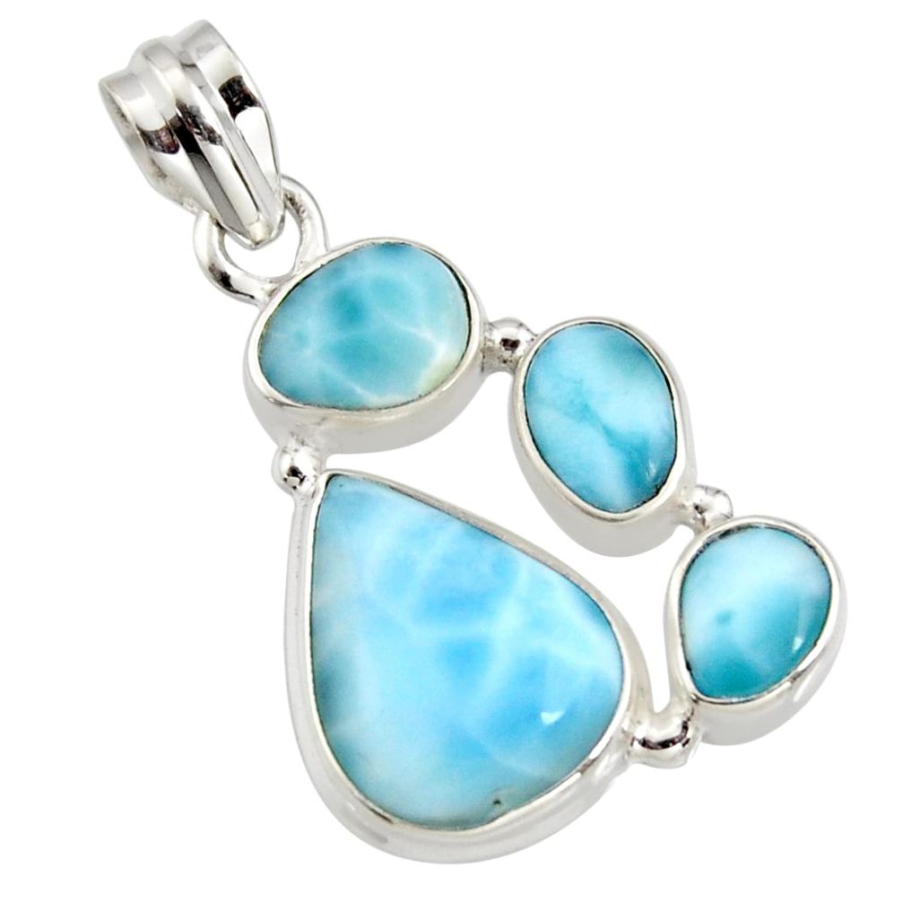 13.71cts natural blue larimar 925 sterling silver pendant jewelry r11294
