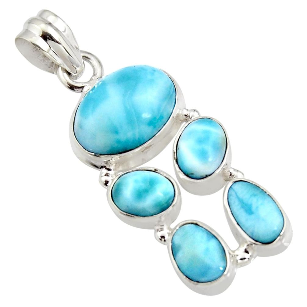 15.62cts natural blue larimar 925 sterling silver pendant jewelry r11295